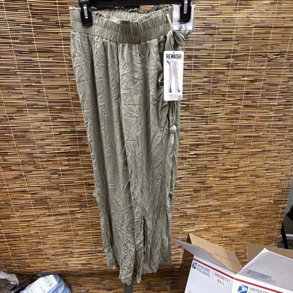 Rewash Juniors' Split-Hem Belted Pants Size L - Picture 3 of 3